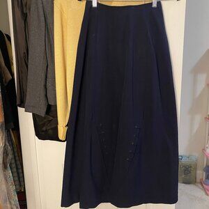 Rare 1910s Navy Edwardian Skirt – Intricate Front Detail